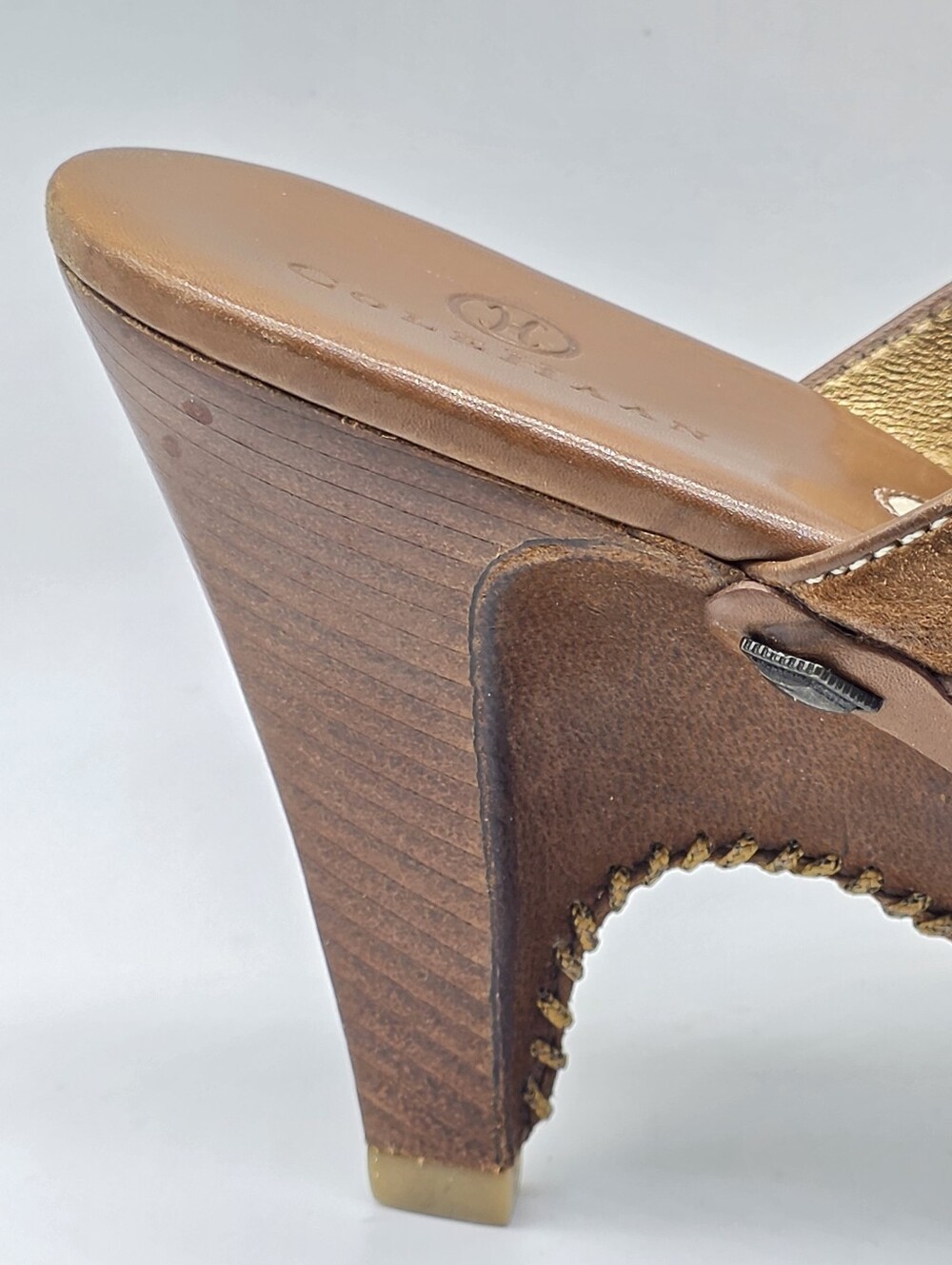 VTG Cole Haan Suede Studded Clog Mules 7.5 B 70s Westerncore Boho - Picture 6 of 16